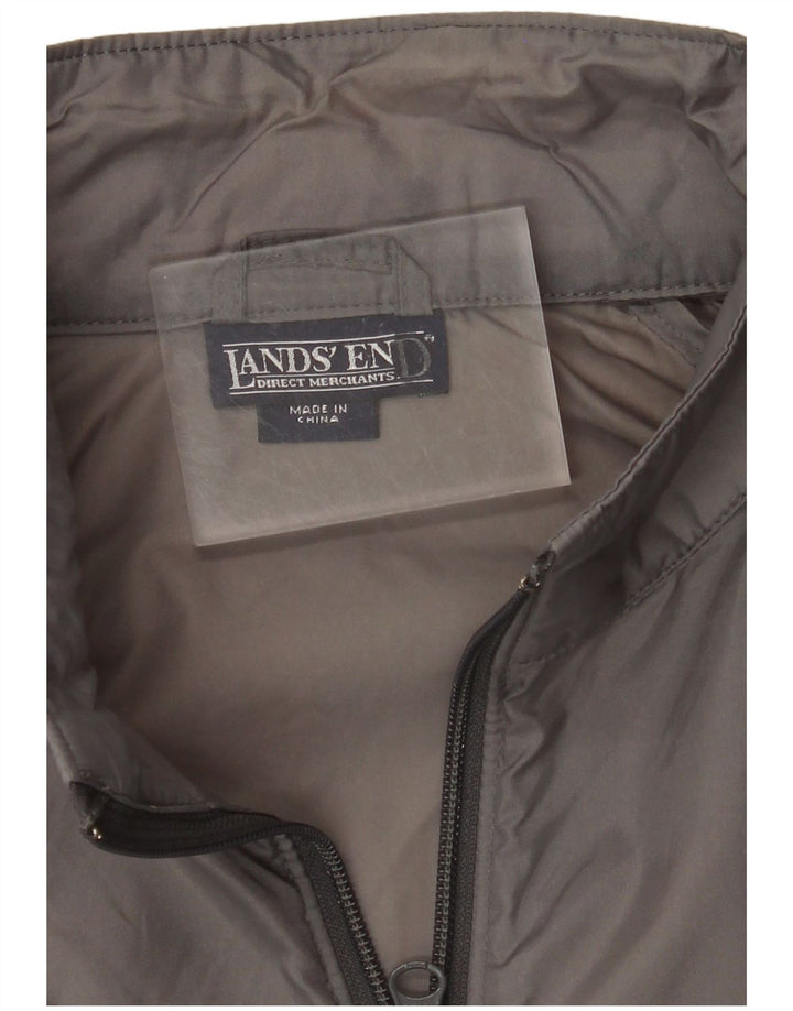 LANDS END Chaqueta de chándal para hombre de nailon gris medio