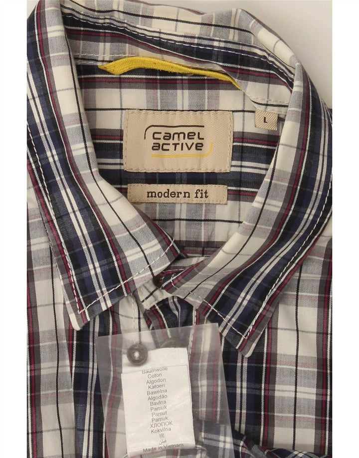 Camisa Camel Active para hombre de algodón a cuadros azules grandes