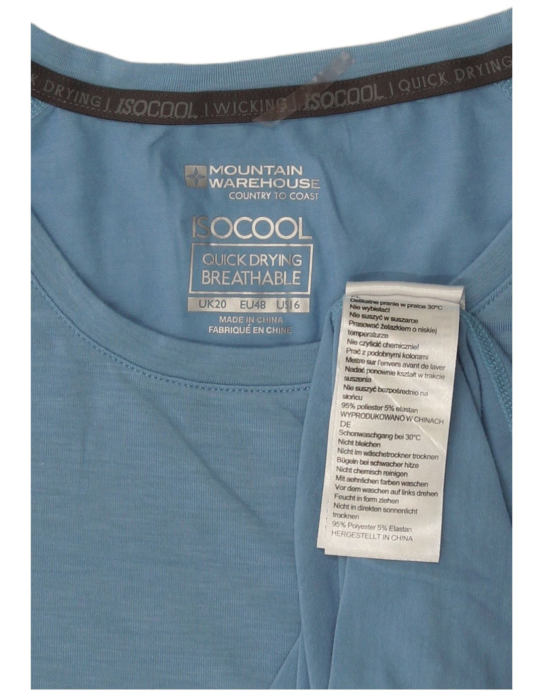 Camiseta IsoCool para mujer de Mountain Warehouse Top UK 20 2XL Poliéster azul