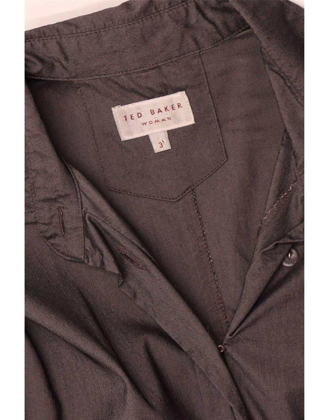 Ted Baker Vestido camisero de manga larga para mujer Talla 3 Acetato gris medio