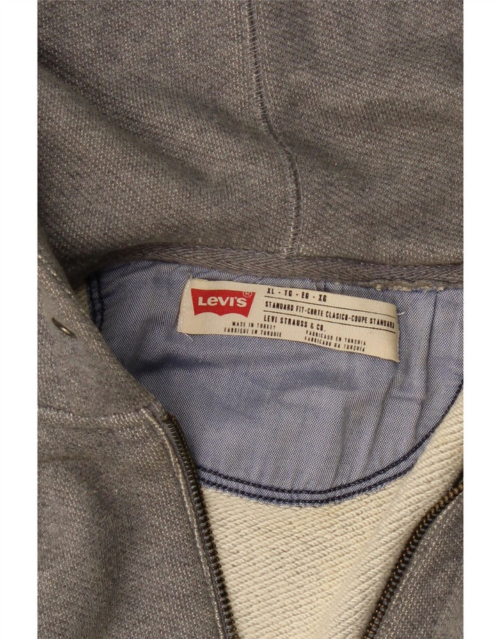 LEVI'S Suéter con capucha y cremallera de ajuste estándar para hombre XL Gris