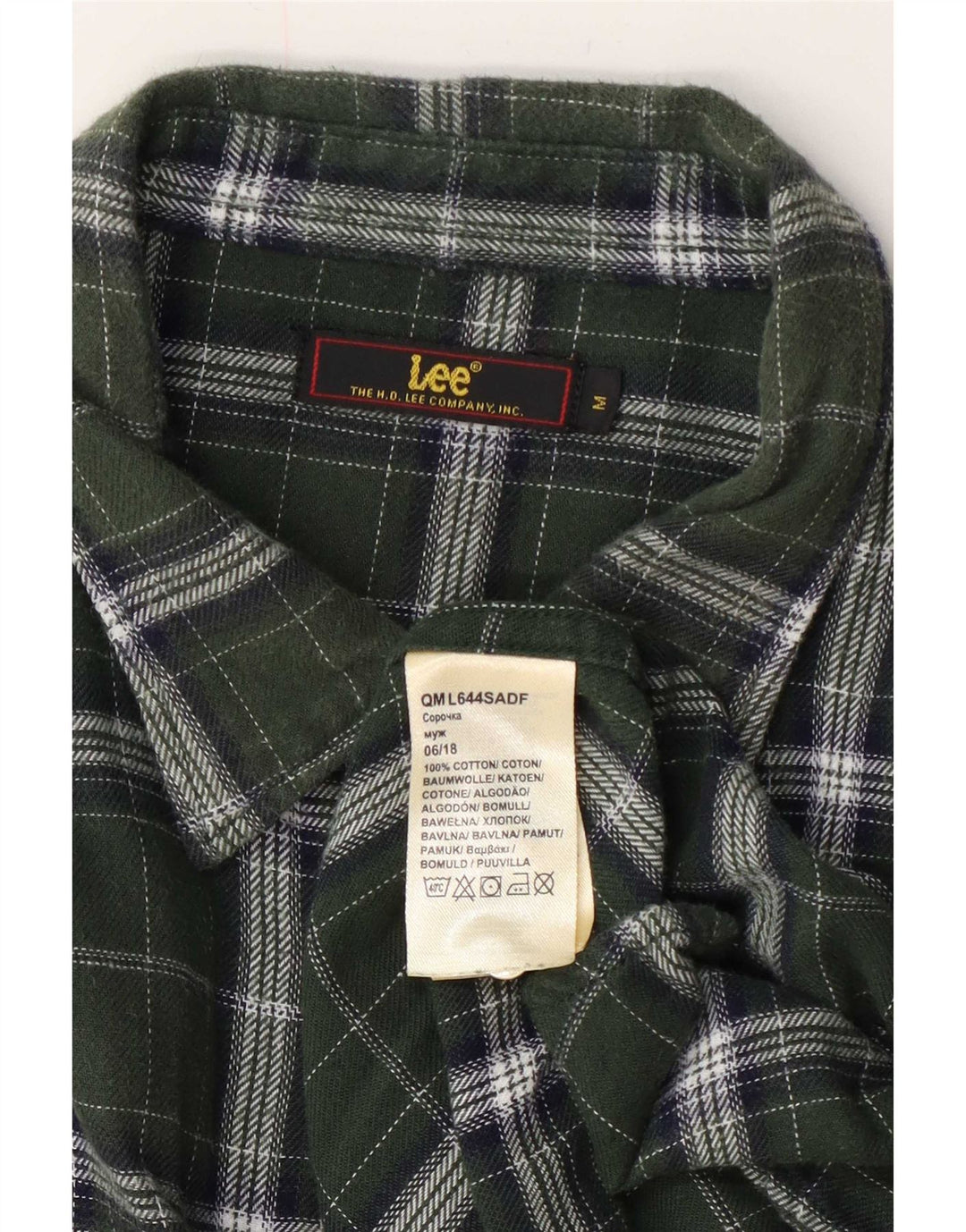 Camisa De Franela De Algodón A Cuadros Verde Medio Lee Hombre