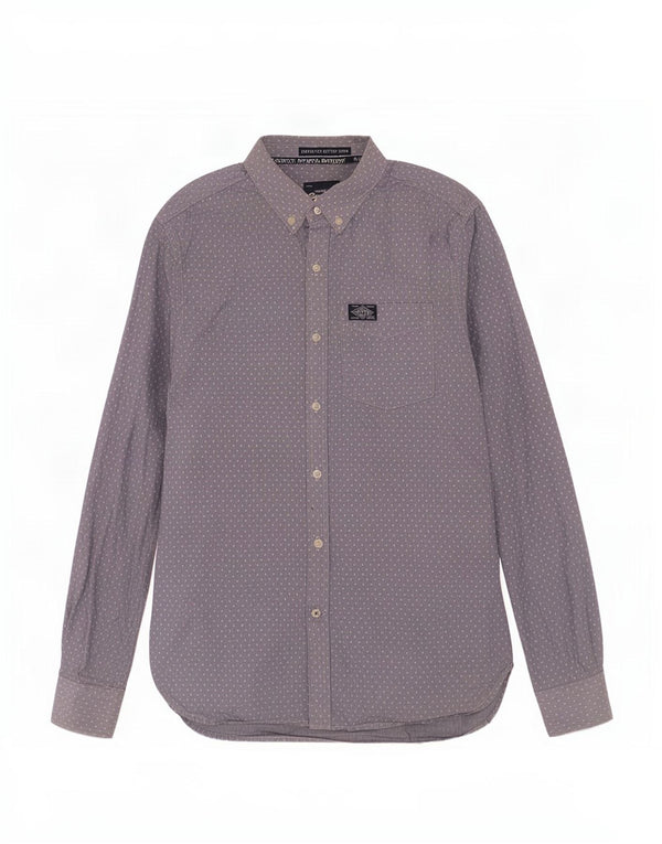 Camisa Superdry Hombre Azul Medio Algodón Geométrico