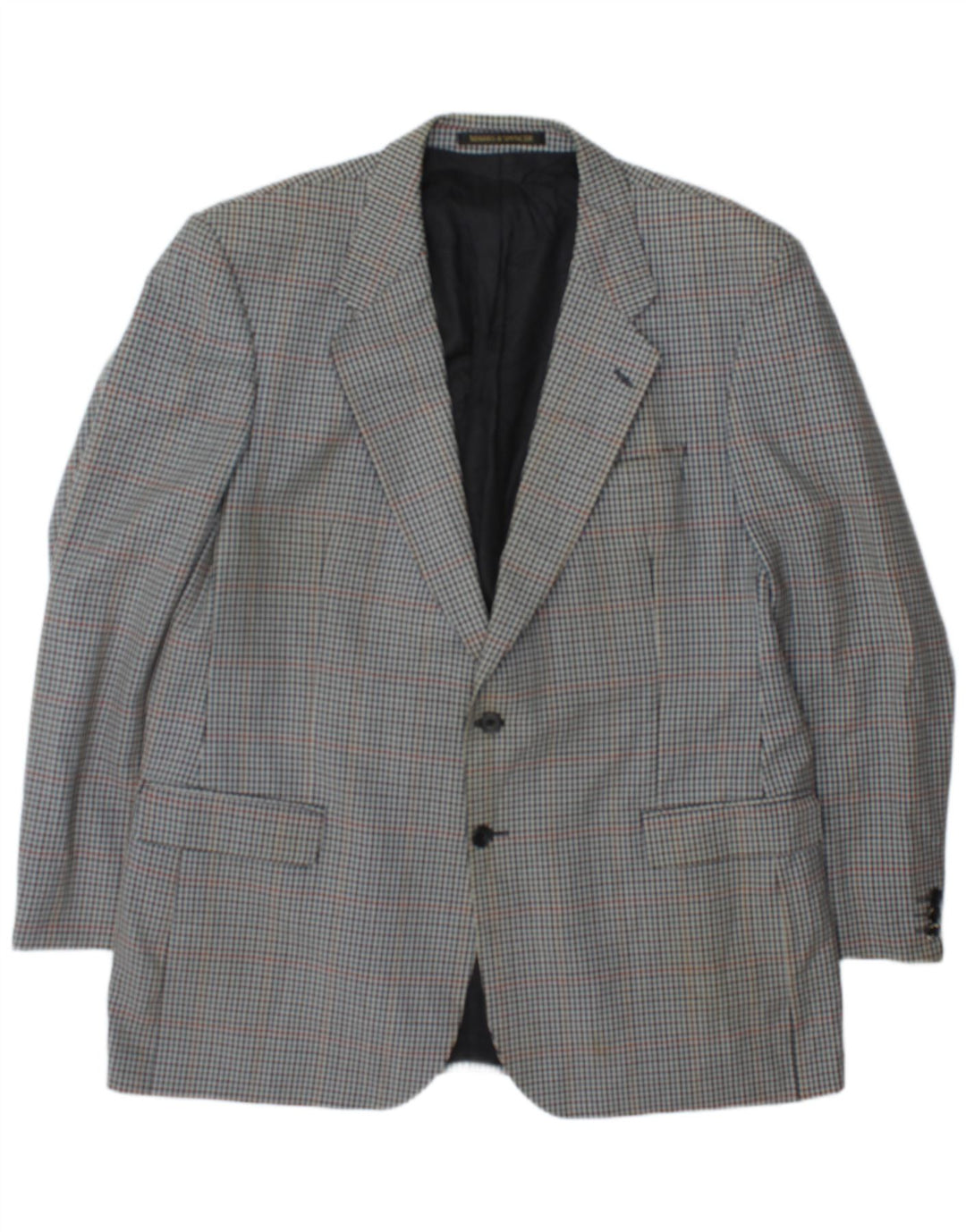 Marks & Spencer Chaqueta tipo blazer de 2 botones para hombre UK 46 XL Lana a cuadros azul