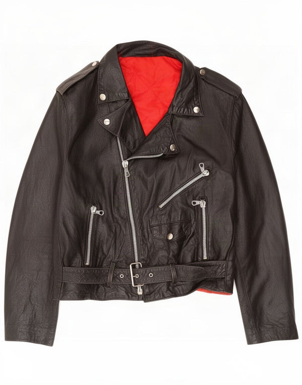 Lavorazione Artigiana Chaqueta motera de cuero para mujer UK 40 XL Negro