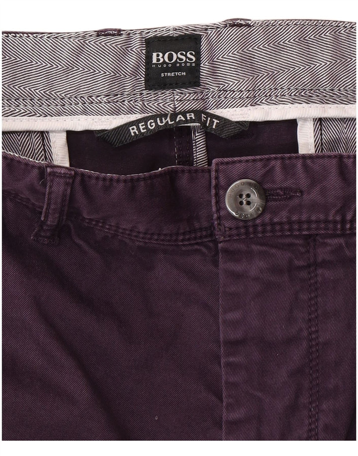 HUGO BOSS Pantalón chino recto de corte regular para hombre W38 L30 Púrpura