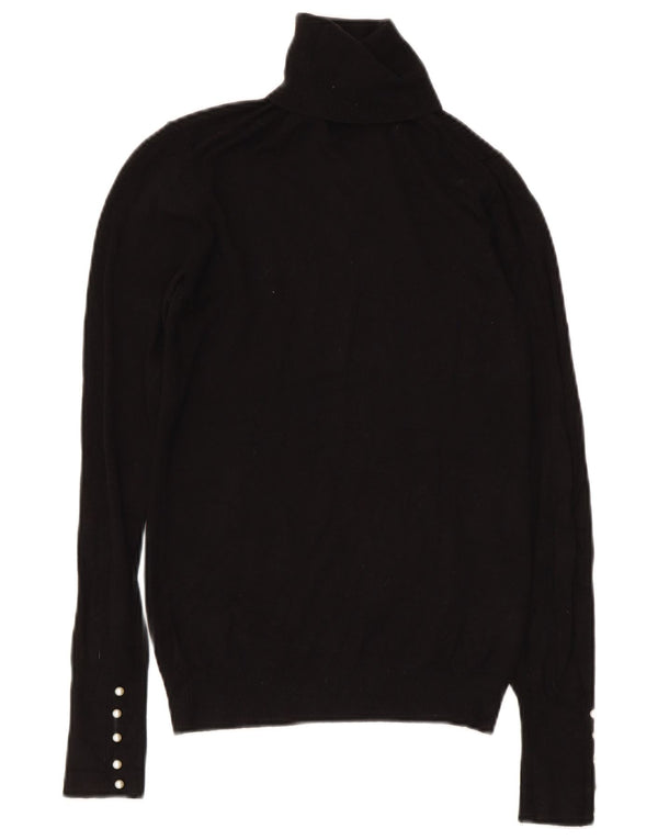 Zara Mujer Roll Neck Jumper Sweater UK 8 Small Viscosa Negra