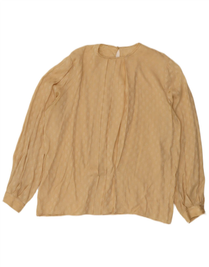 Vintage mujer patrón abstracto blusa de manga larga Top UK 18 XL Beige