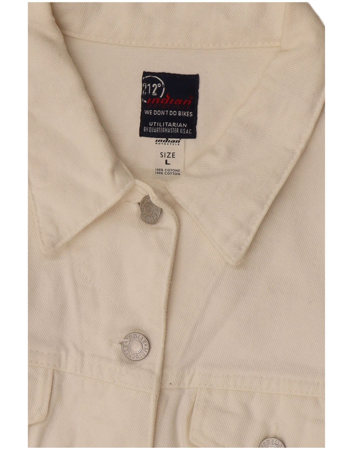 Indian Motocycle - Chaqueta vaquera corta para mujer, talla 40, algodón blanco grande