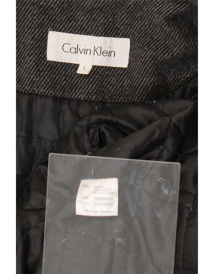 Calvin Klein Chaqueta utilitaria para hombre Reino Unido 40 Grande Lana gris a rayas