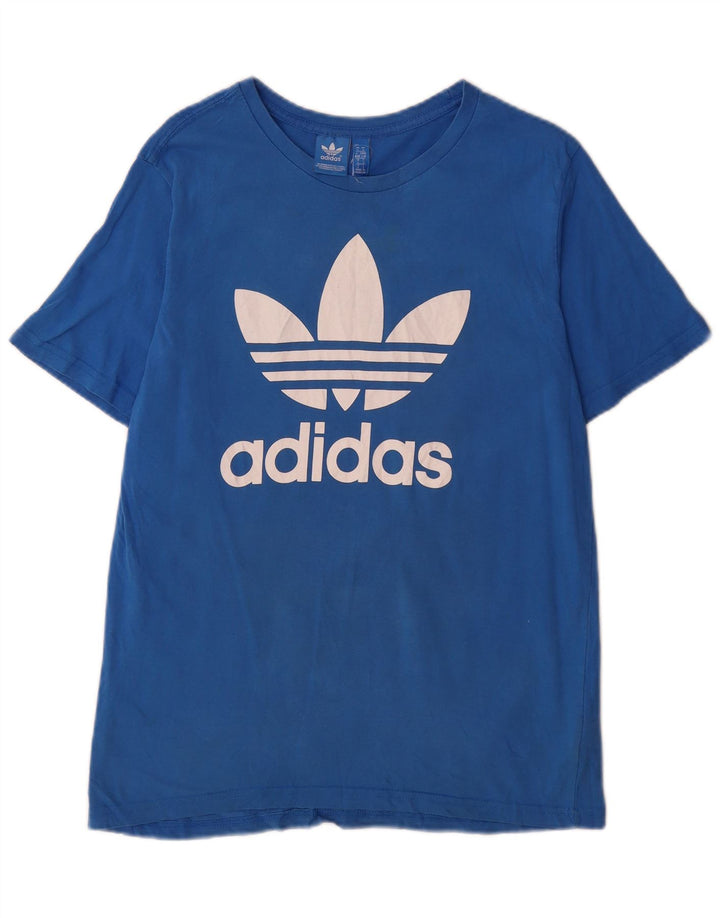 Adidas - Camiseta gráfica para hombre, talla grande, algodón azul