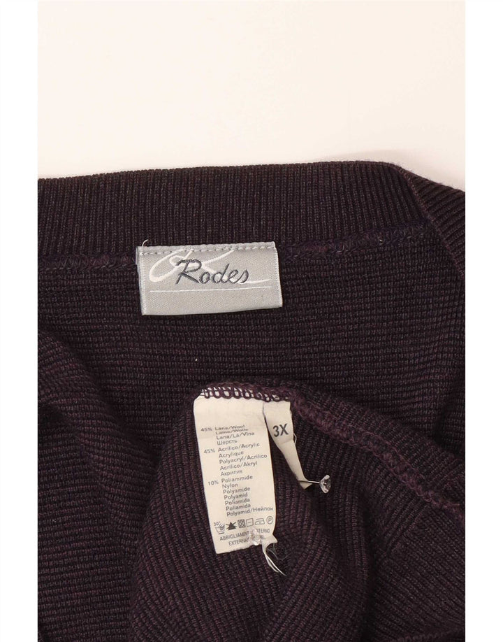 Rodes Suéter tipo cárdigan para hombre 2XL Púrpura Argyle/Lana de diamante