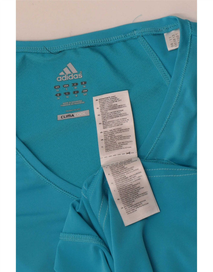 Adidas Mujer Climacool Camiseta Top UK 10 Pequeño Azul Poliéster
