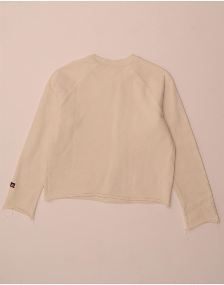 LEVI'S Womens Crop Graphic Sweatshirt Jumper UK 14 Medium Off White Cotton