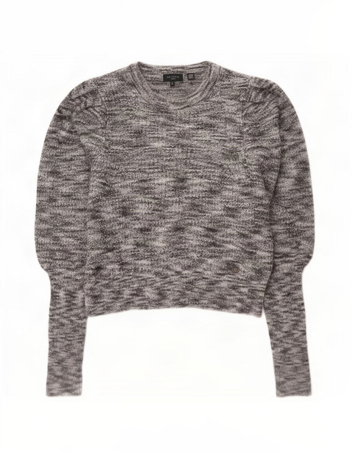 Ted Baker Suéter Corto con Cuello Barco para Mujer Talla 2 Pequeño Gris Moteado