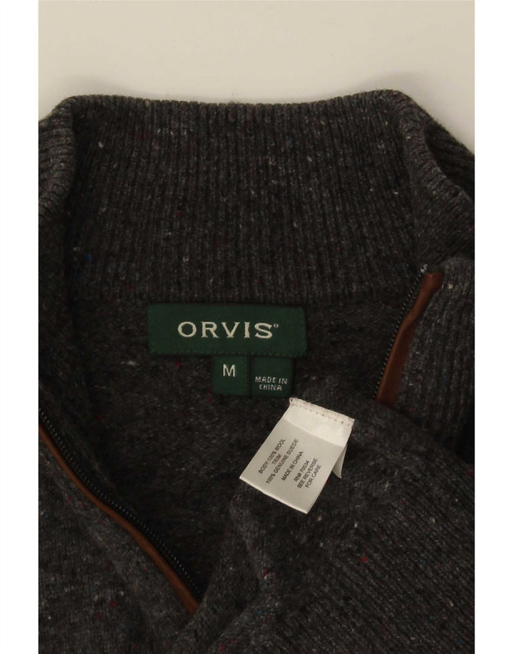 Orvis Jersey con cuello y cremallera para hombre de lana moteada en gris medio