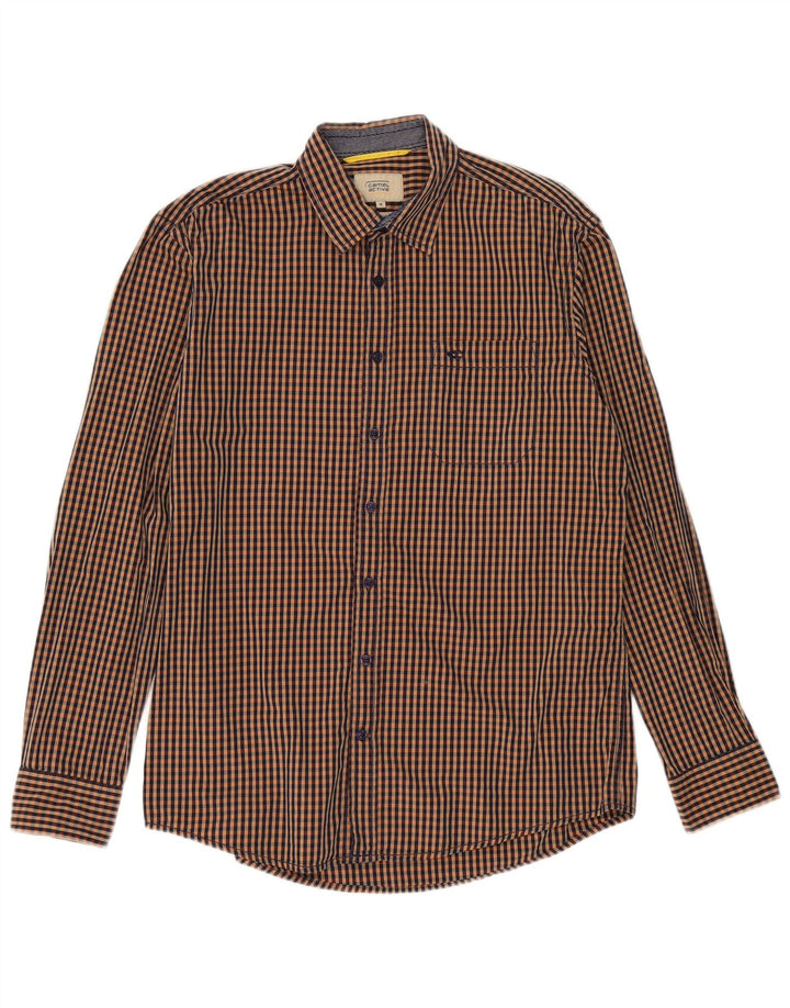 Camisa Camel Active de corte regular para hombre de algodón a cuadros en marrón medio