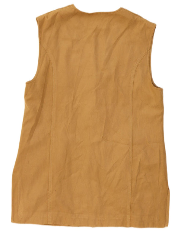 VINTAGE Chaleco de ante para mujer Reino Unido 18 XL Beige