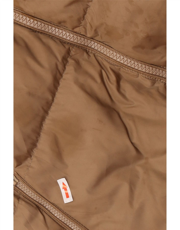 Zara Mujer Abrigo Acolchado Con Capucha UK 46 Large Marrón Poliamida