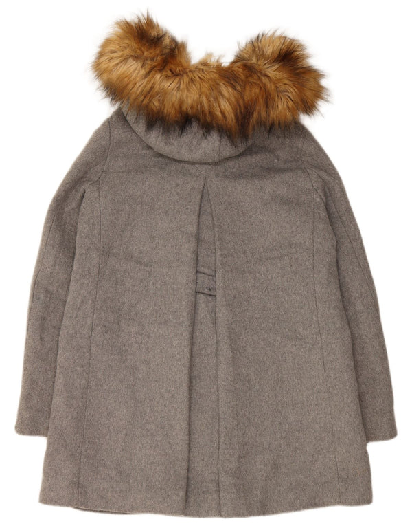 Zara Mujer Abrigo Cruzado Con Capucha UK 6 XS Gris