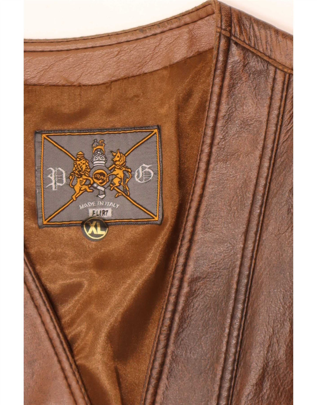 Chaleco de cuero vintage para hombre XL Marrón