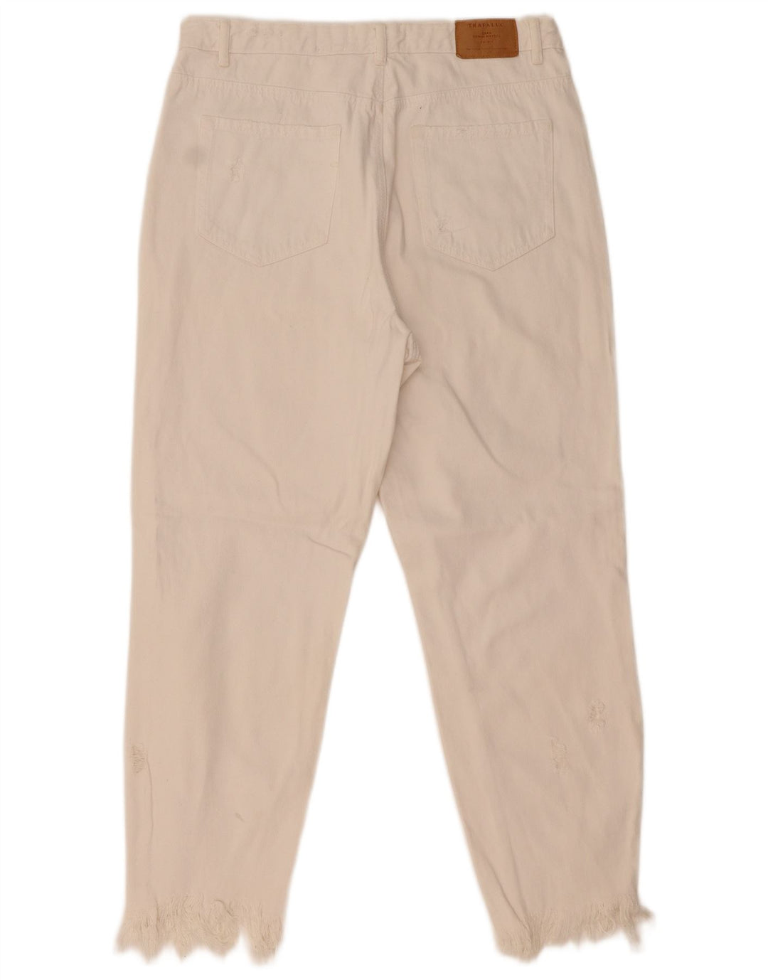 Zara Jeans Cónicos Desgastados para Mujer EU 42 Large W32 L26 Blanco