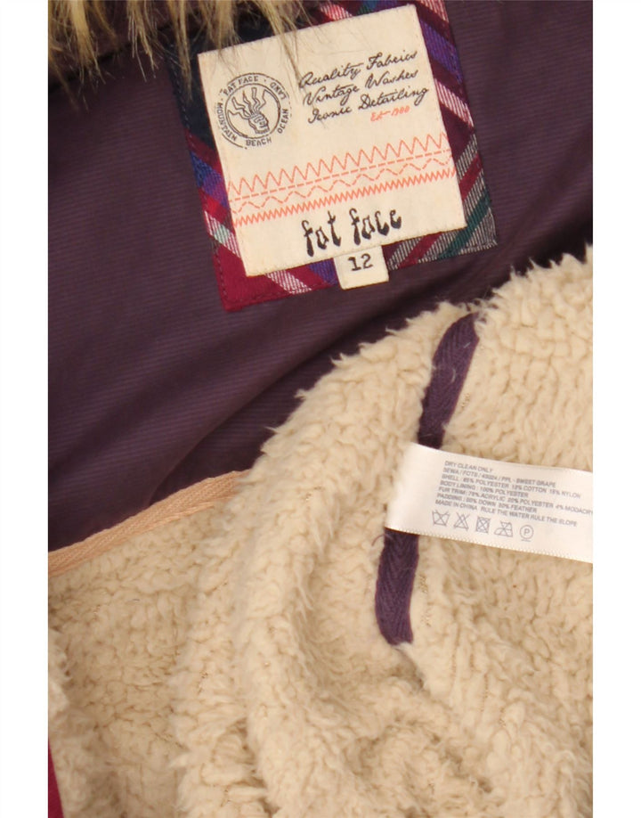 Chaleco acolchado con capucha para mujer Fat Face UK 40 Poliéster morado mediano