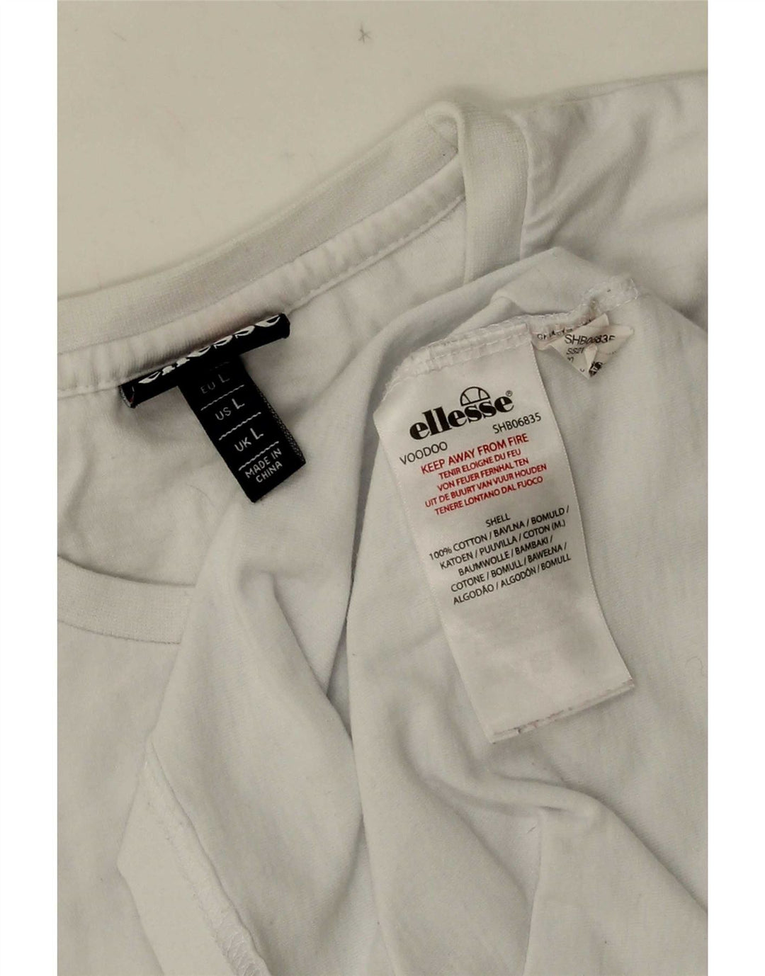 Ellesse - Camiseta para hombre, talla grande, algodón blanco