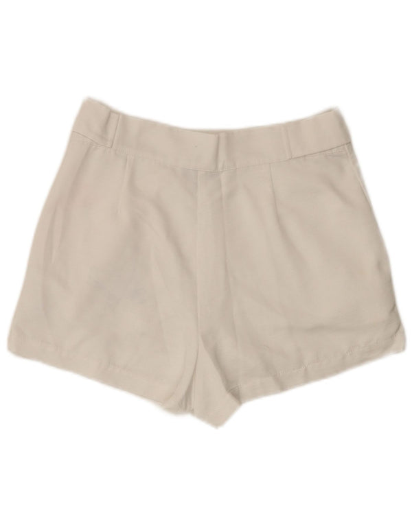Topshop Pantalones cortos chinos de cintura alta para mujer UK 10 Small W28 Poliéster blanco