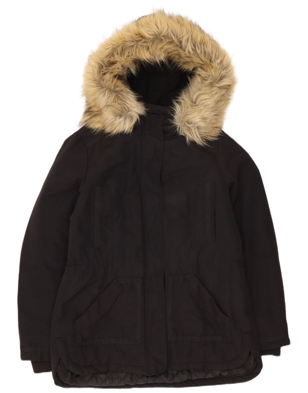 Monsoon Chaqueta Parka con Capucha para Mujer UK 44 Grande Algodón Negro