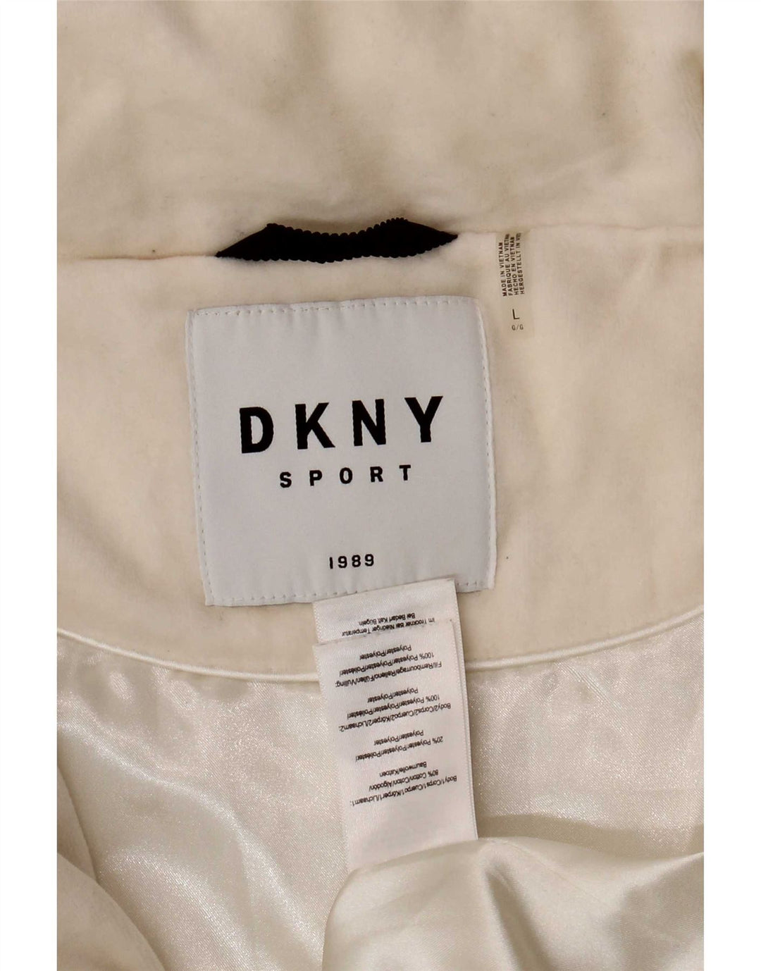 Dkny Chaqueta acolchada gráfica para mujer UK 46 Grande Algodón blanco