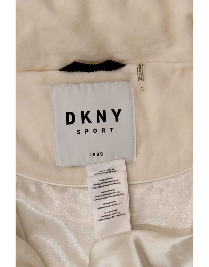 Dkny Chaqueta acolchada gráfica para mujer UK 46 Grande Algodón blanco