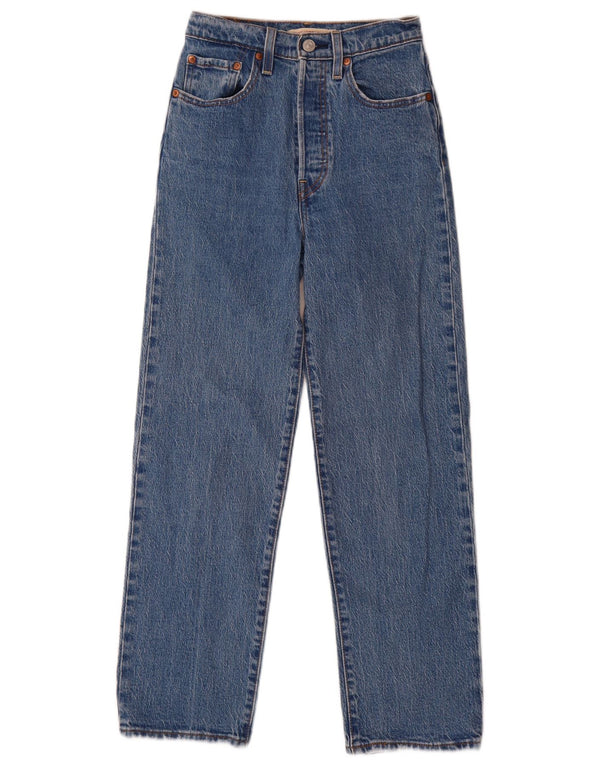 Levi's Mujer Ribcage Vaqueros Rectos De Cintura Alta W24 L29 Algodón Azul