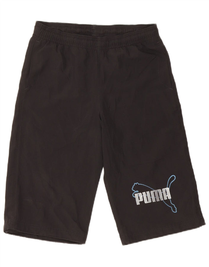 Puma Pantalones cortos deportivos gráficos para niños 11-12 años Negro Poliéster