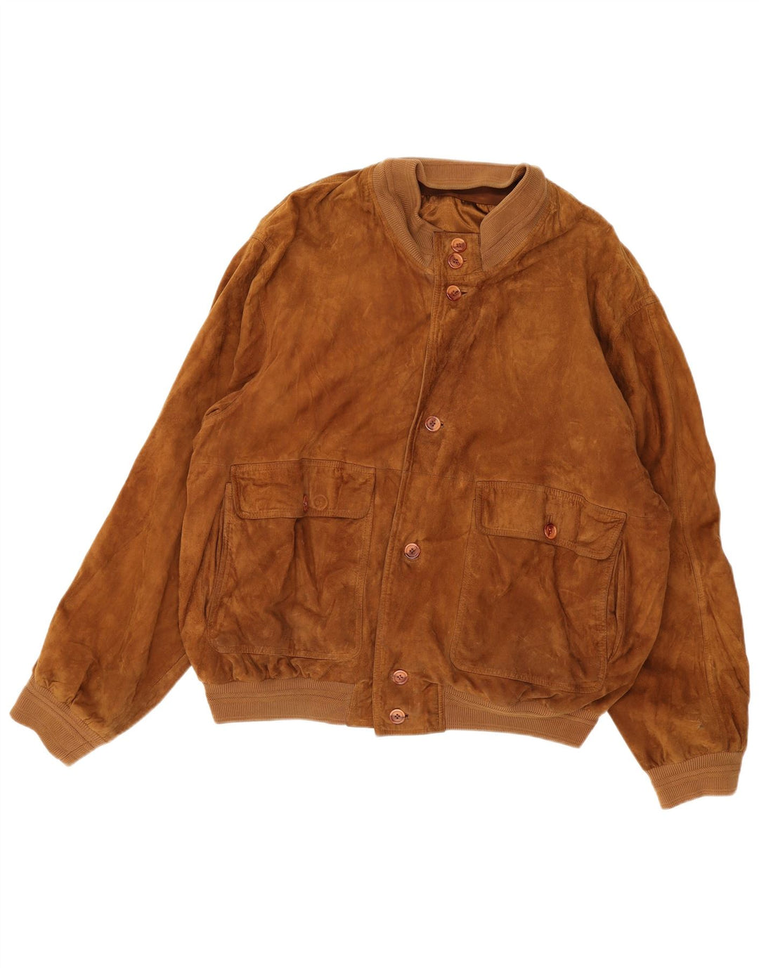 Vintage hombres gamuza bomber chaqueta IT 56 3XL marrón