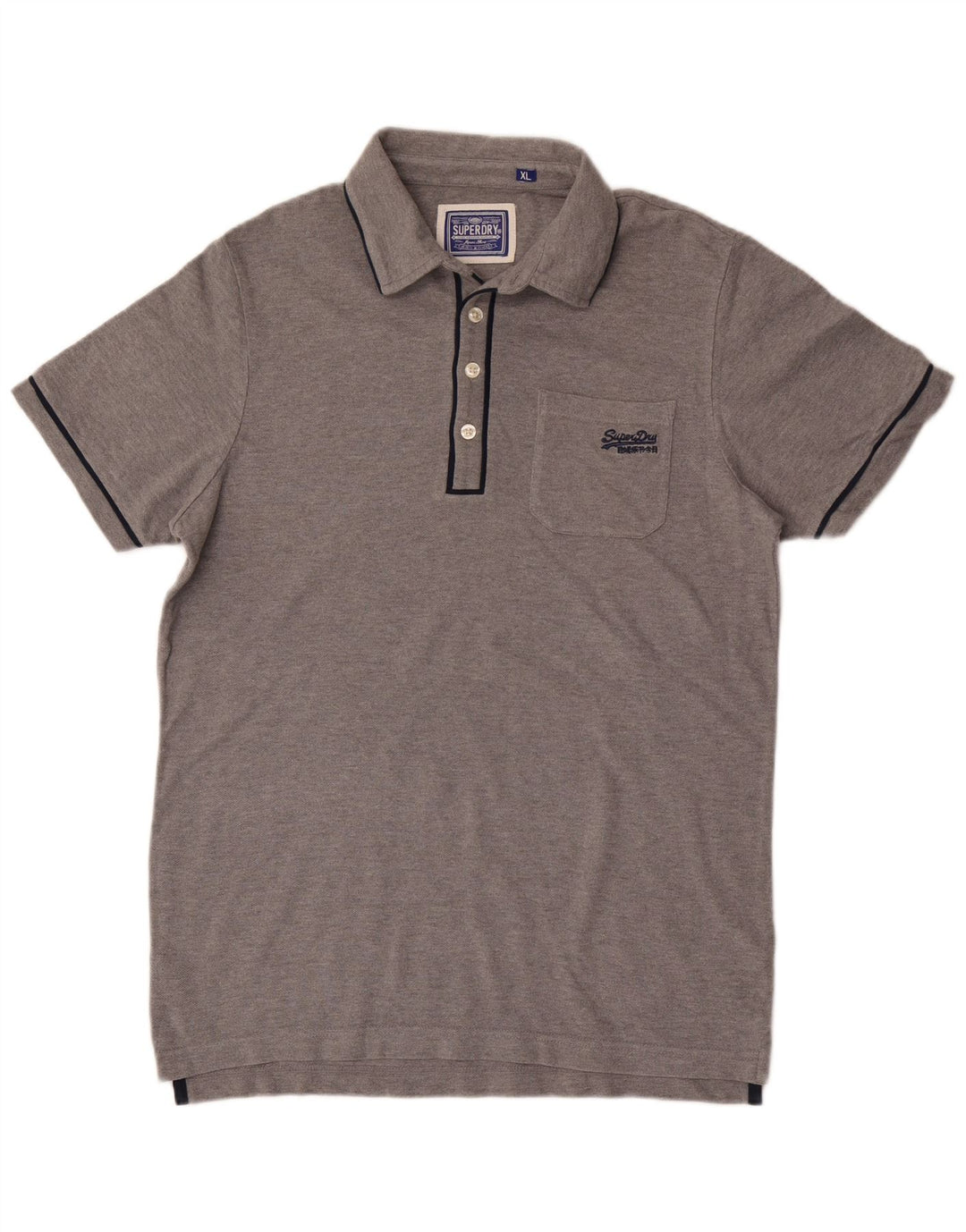 Superdry Polo para hombre XL de algodón moteado gris