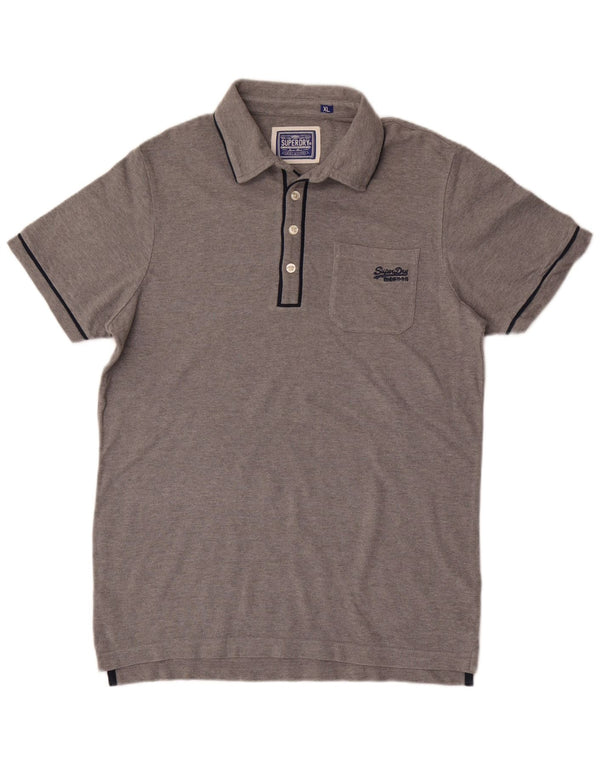 Superdry Polo para hombre XL de algodón moteado gris