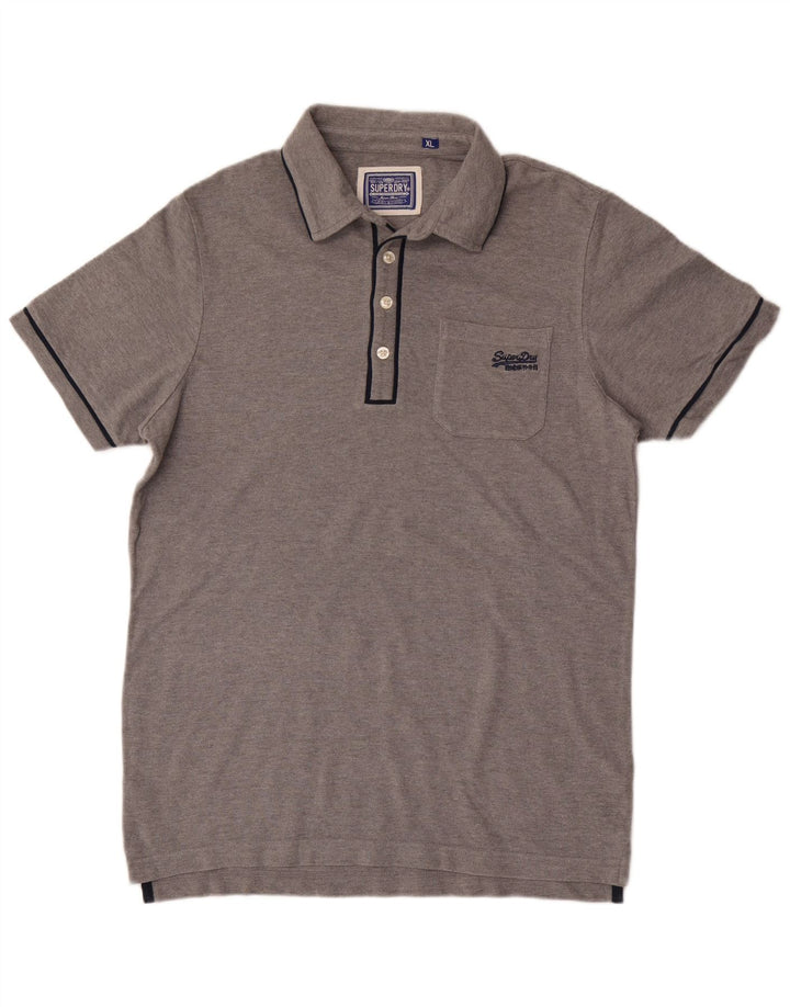 Superdry Polo para hombre XL de algodón moteado gris