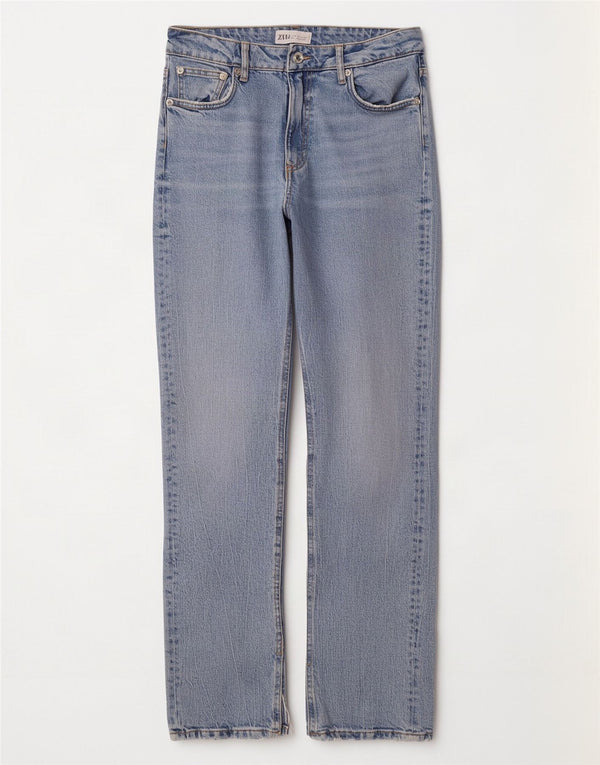 Zara Jeans Rectos Mujer EU 38 Small W28 L32 Algodón Azul