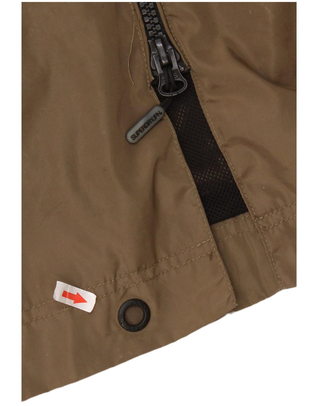 Superdry Chaqueta impermeable con capucha para mujer, talla 40, poliéster caqui grande