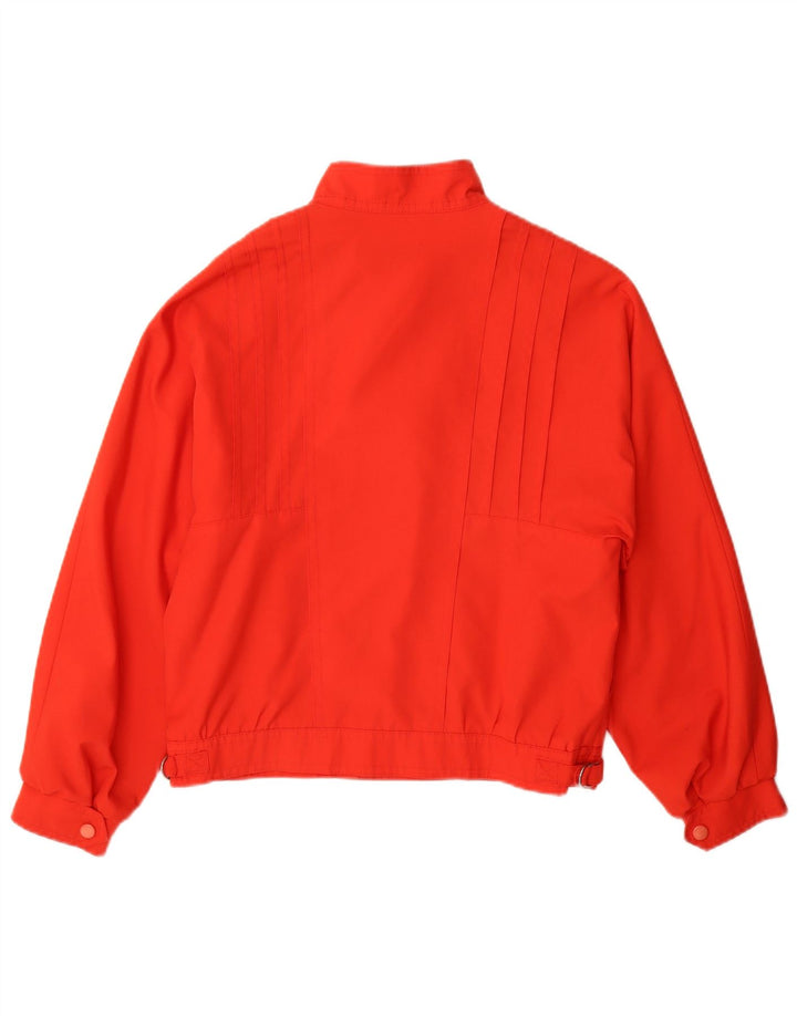 Vintage mujer chaqueta bomber de doble pecho Reino Unido 12 poliéster rojo medio