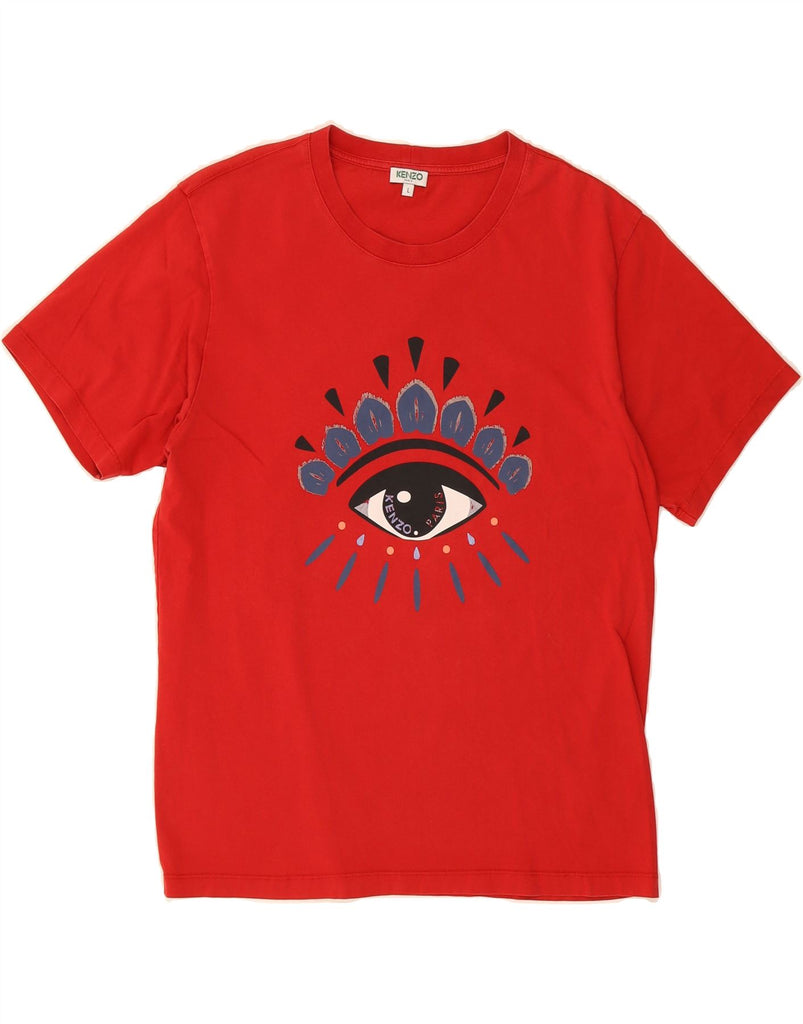 KENZO Womens Graphic T-Shirt Top UK 16 Large Red Cotton Vintage Kenzo and Second-Hand Kenzo from Messina Hembry 