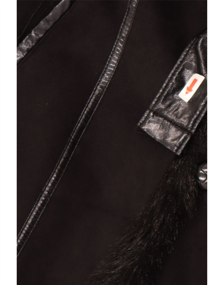 Pizazz Abrigo Sherpa para Mujer UK 44 Poliéster Negro Mediano