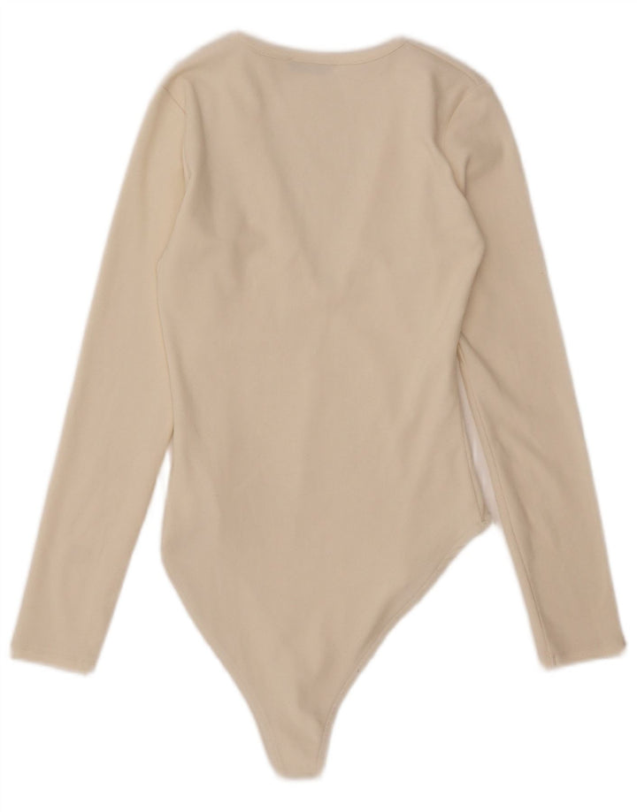 Zara Body de Manga Larga para Mujer UK 40 Medium Off White