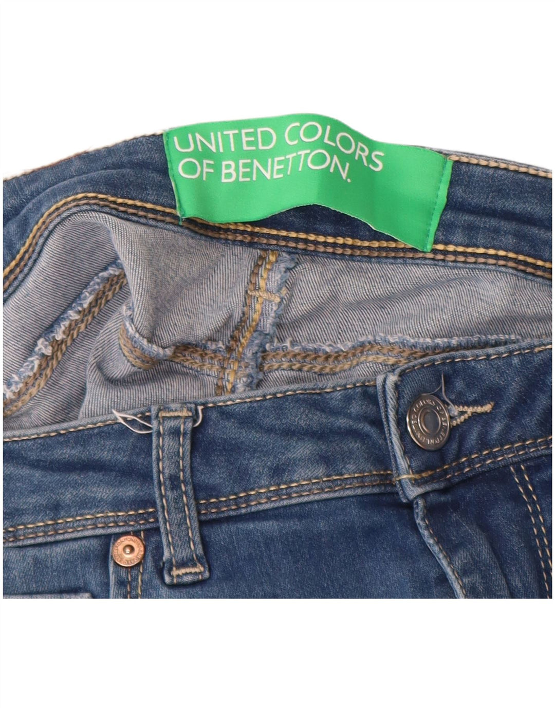 BENETTON Vaqueros pitillo para mujer W32 L31 Algodón azul