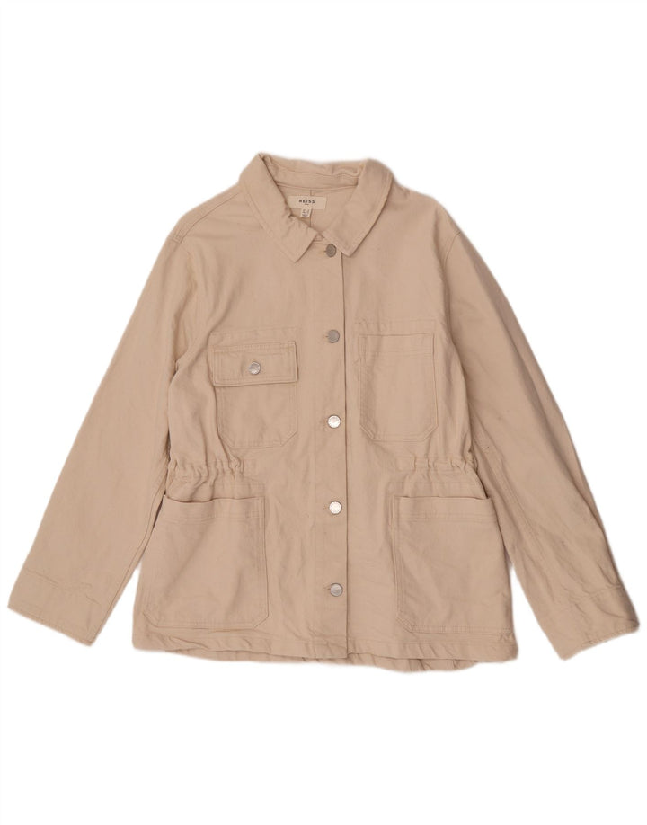 Chaqueta utilitaria vaquera para mujer Reiss UK 14 Mediana de algodón blanco roto
