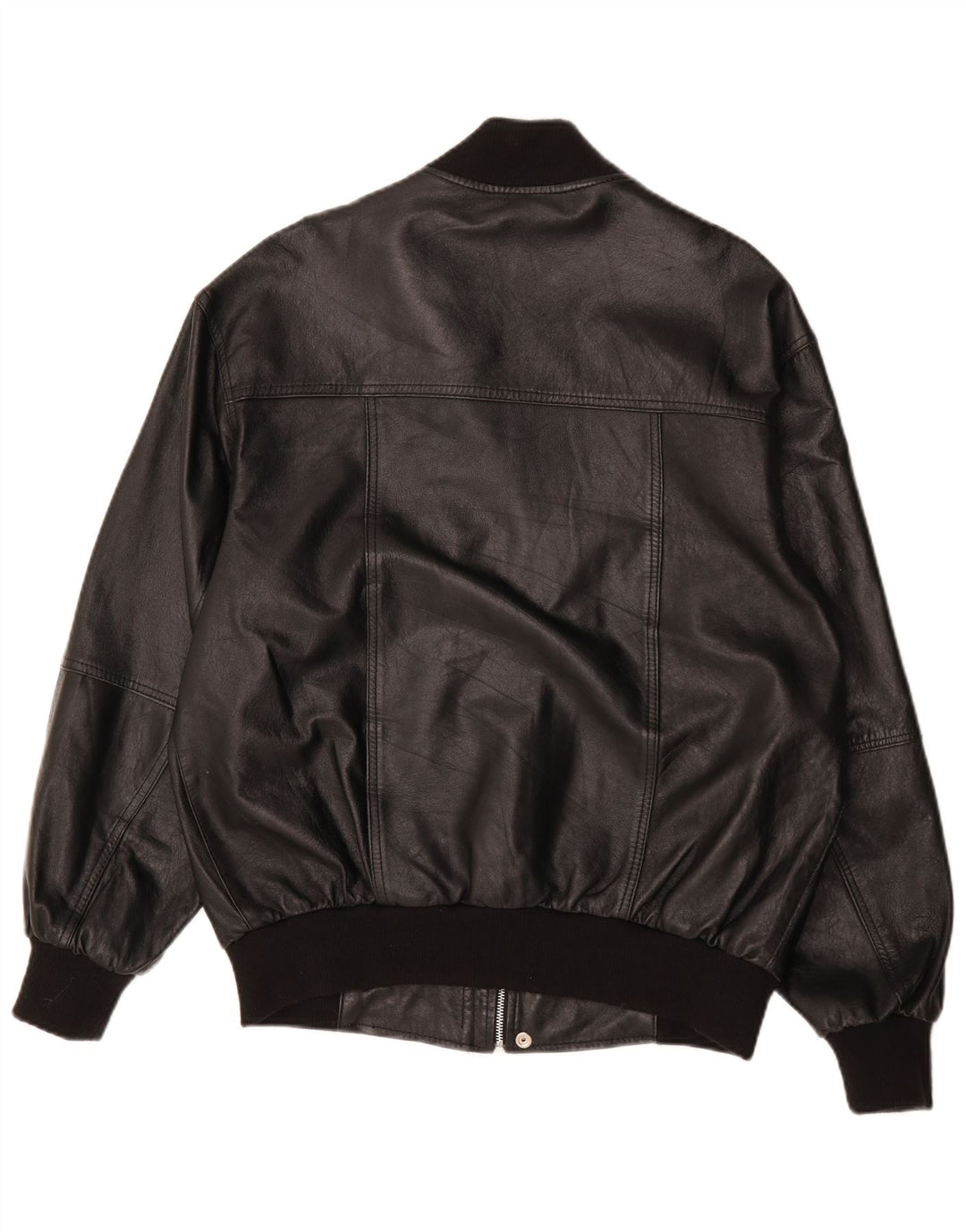 Vintage hombres bombardero chaqueta de cuero Reino Unido 38 cuero negro medio
