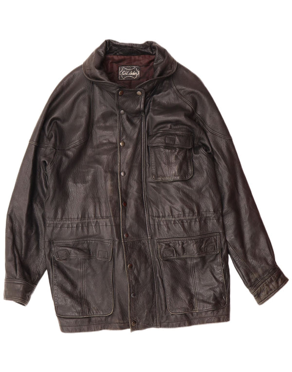 VINTAGE Chaqueta de cuero para hombre Reino Unido 40 Cuero negro grande