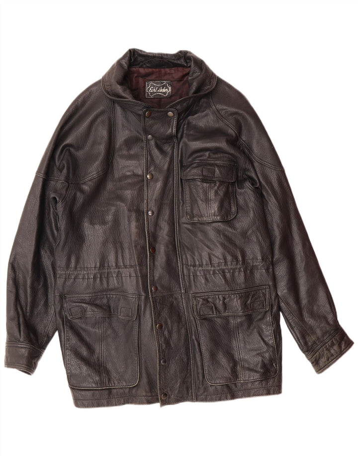 VINTAGE Chaqueta de cuero para hombre Reino Unido 40 Cuero negro grande