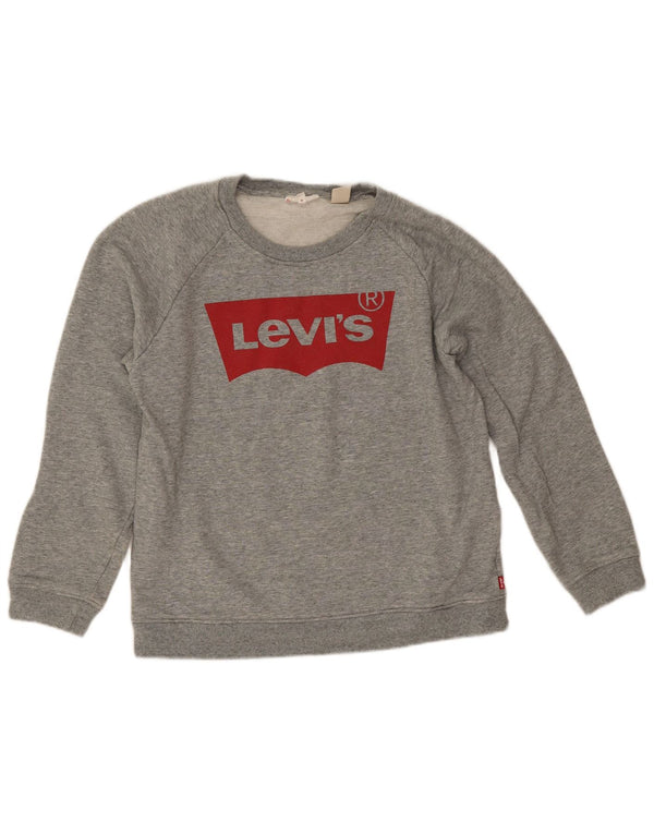Levi's Sudadera de gran tamaño con gráfico para mujer, talla 10, algodón gris pequeño